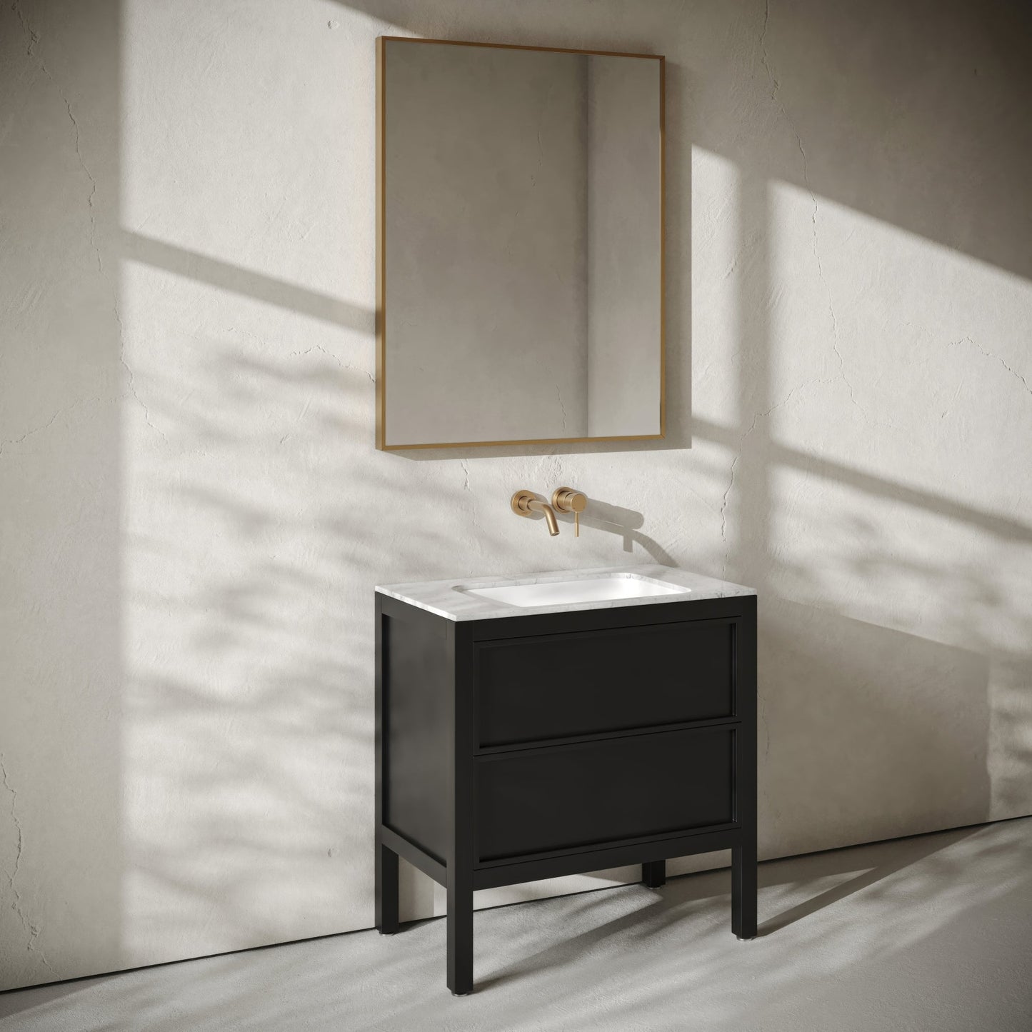 Pelham Bathroom Vanity Unit Black with Carrara Marble 800mm