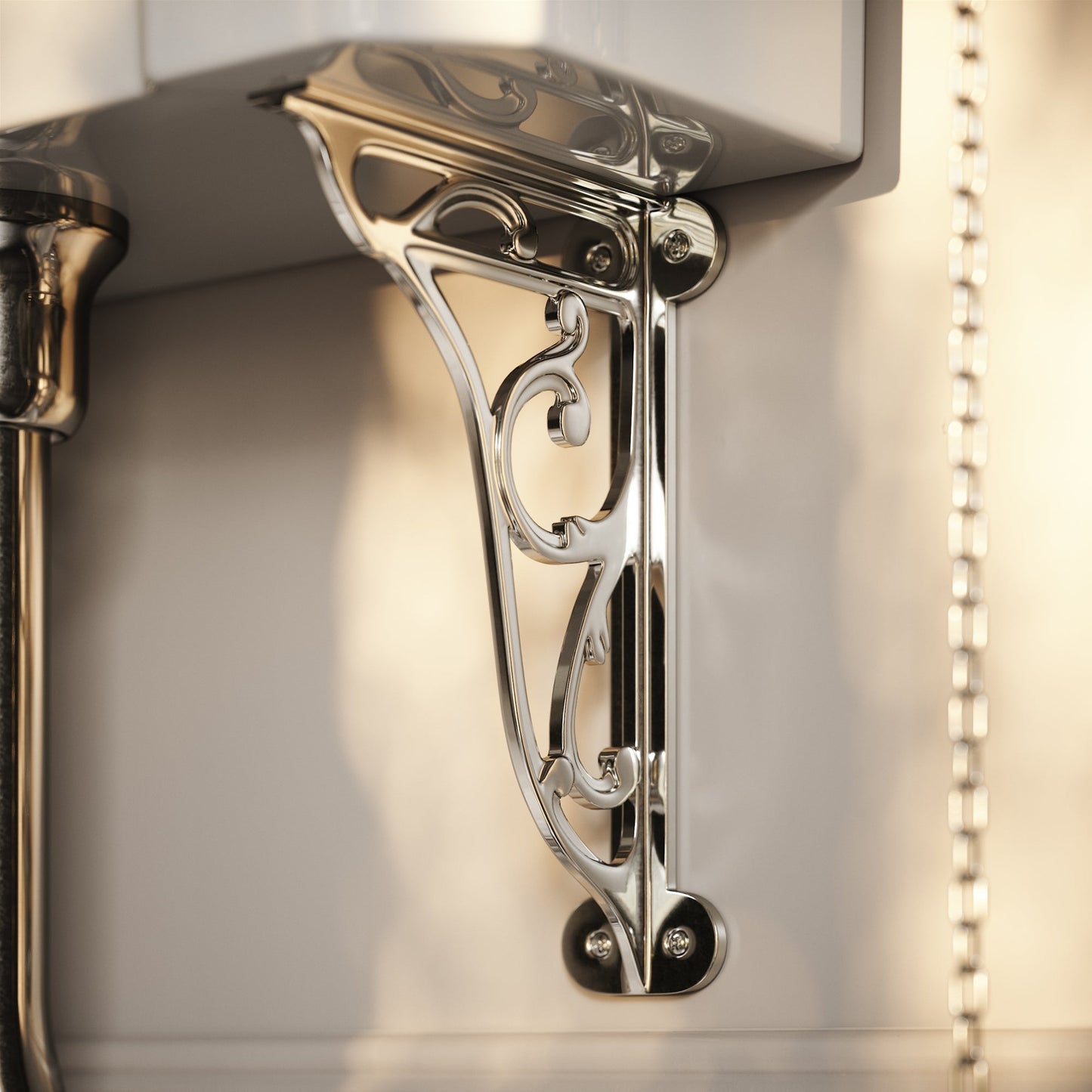 Portland High Level Traditional Toilet with Solid Oak Matte White seat (Chrome Fittings)