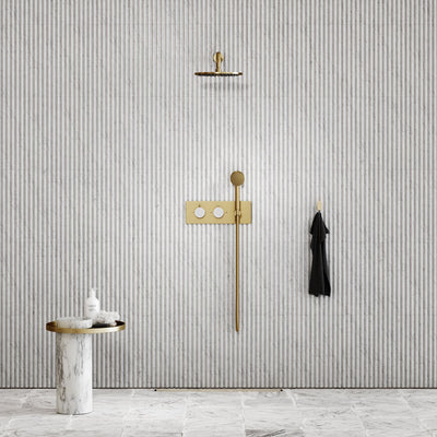 Porto Thermostatic Shower (Brushed Gold & Carrara Marble)