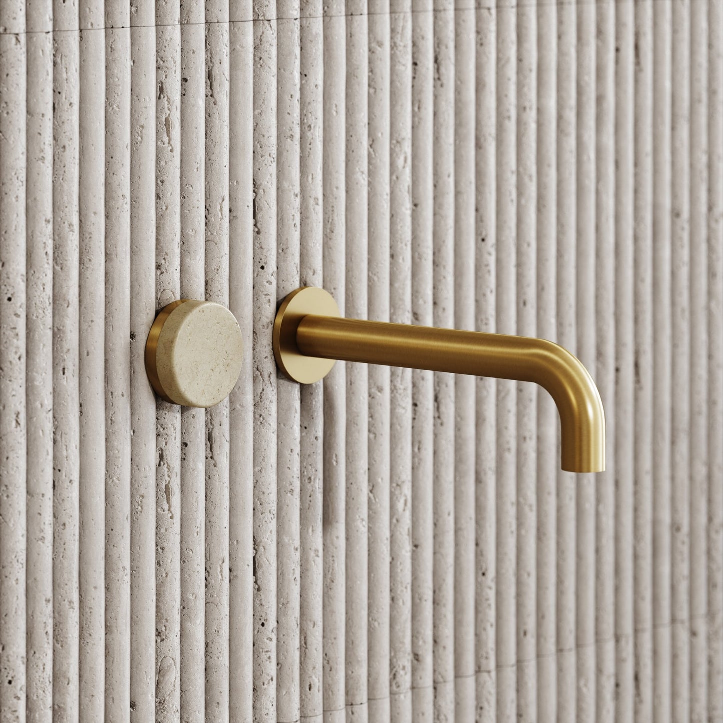 Porto Wall Mounted Basin Mixer Tap (Brushed Gold & Crema Marfil Marble)