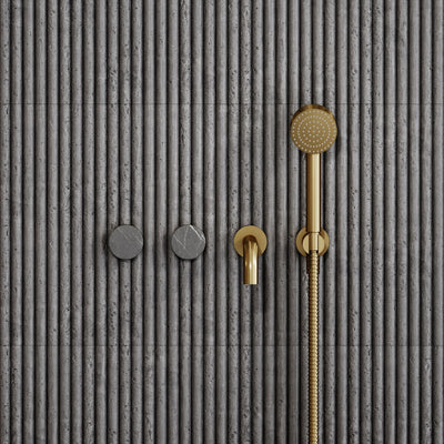 Porto Wall Mounted Bath Filler (Brushed Gold & Pietra Grey Marble)