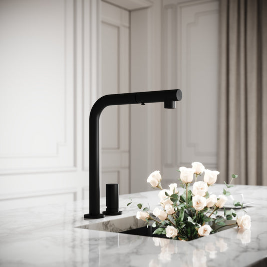 Pure Matte Black Pull Out Swivel Kitchen Tap