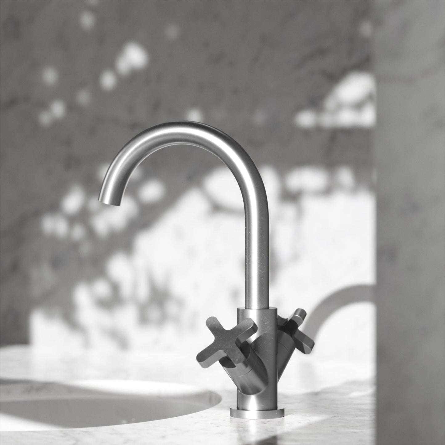 Regal Brushed Stainless Crosshead Basin Mixer Tap