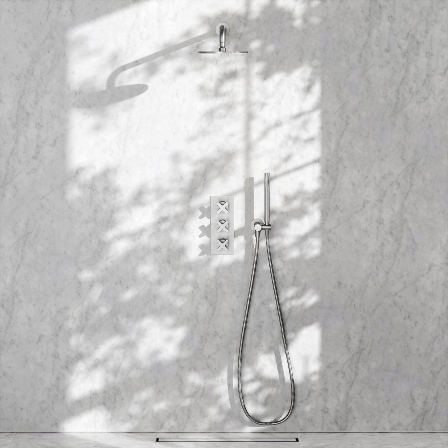 Regal Brushed Stainless Crosshead Thermostatic 2-Way Mixer Shower System