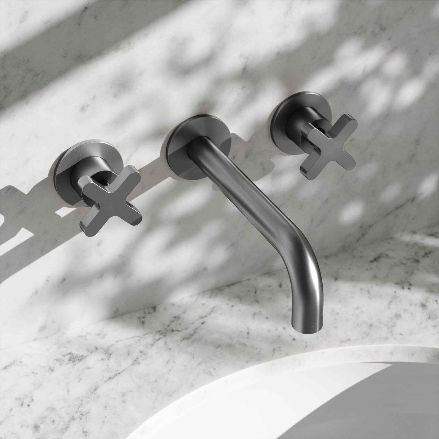 Regal Brushed Stainless Crosshead Wall mounted Basin Mixer Tap