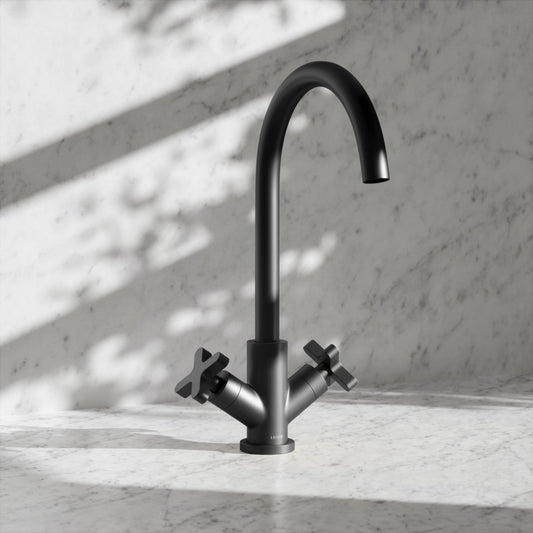 Regal Matte Black Crosshead Kitchen Mixer Tap