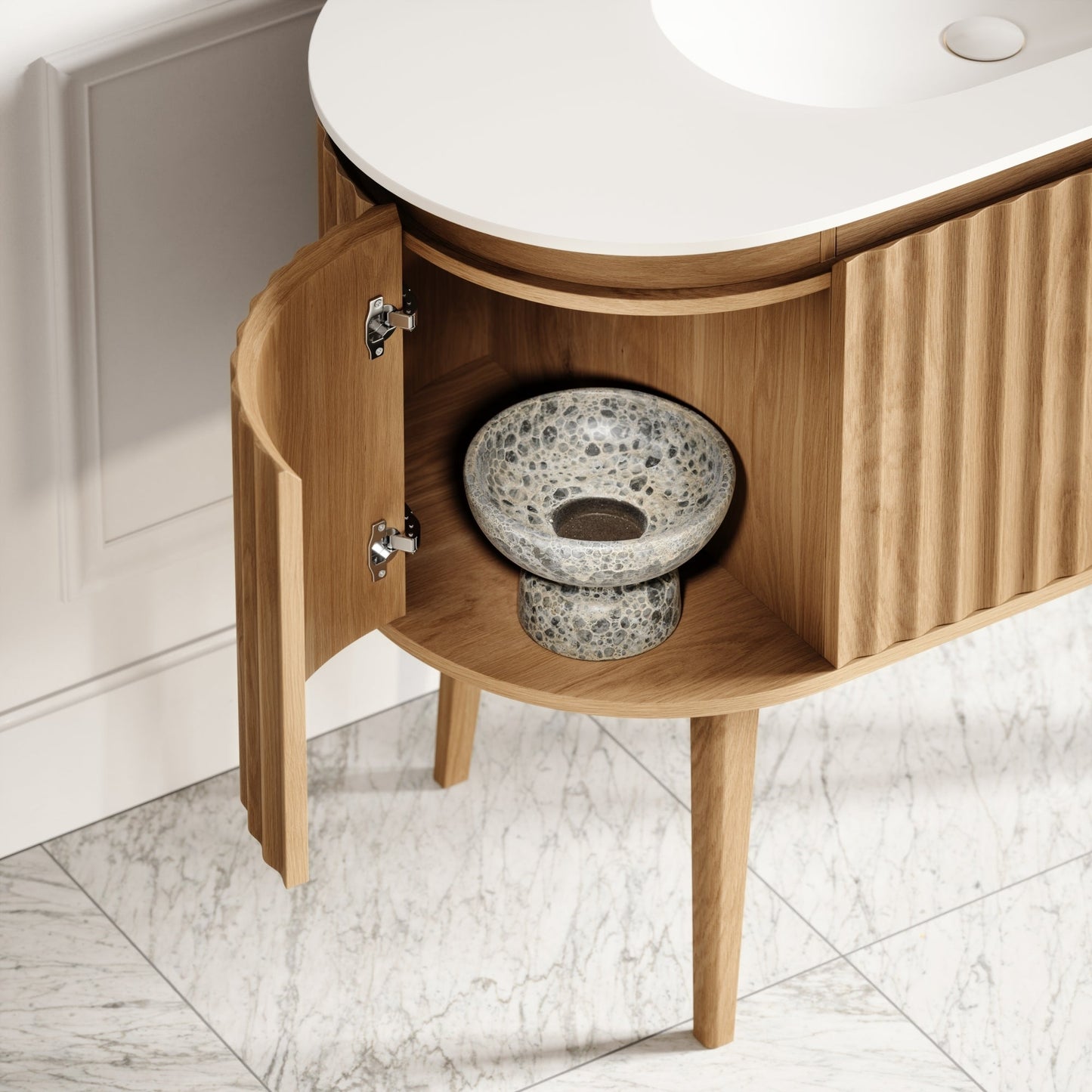Regent Oak Curved Vanity Unit 1200mm