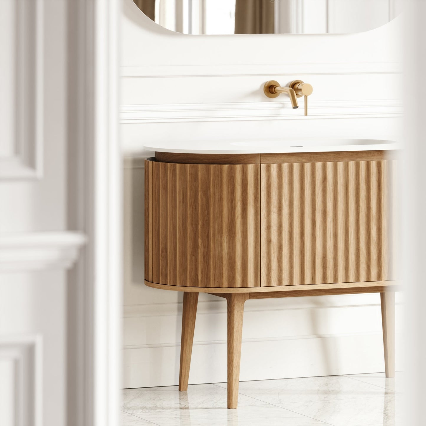 Regent Oak Curved Vanity Unit 1200mm
