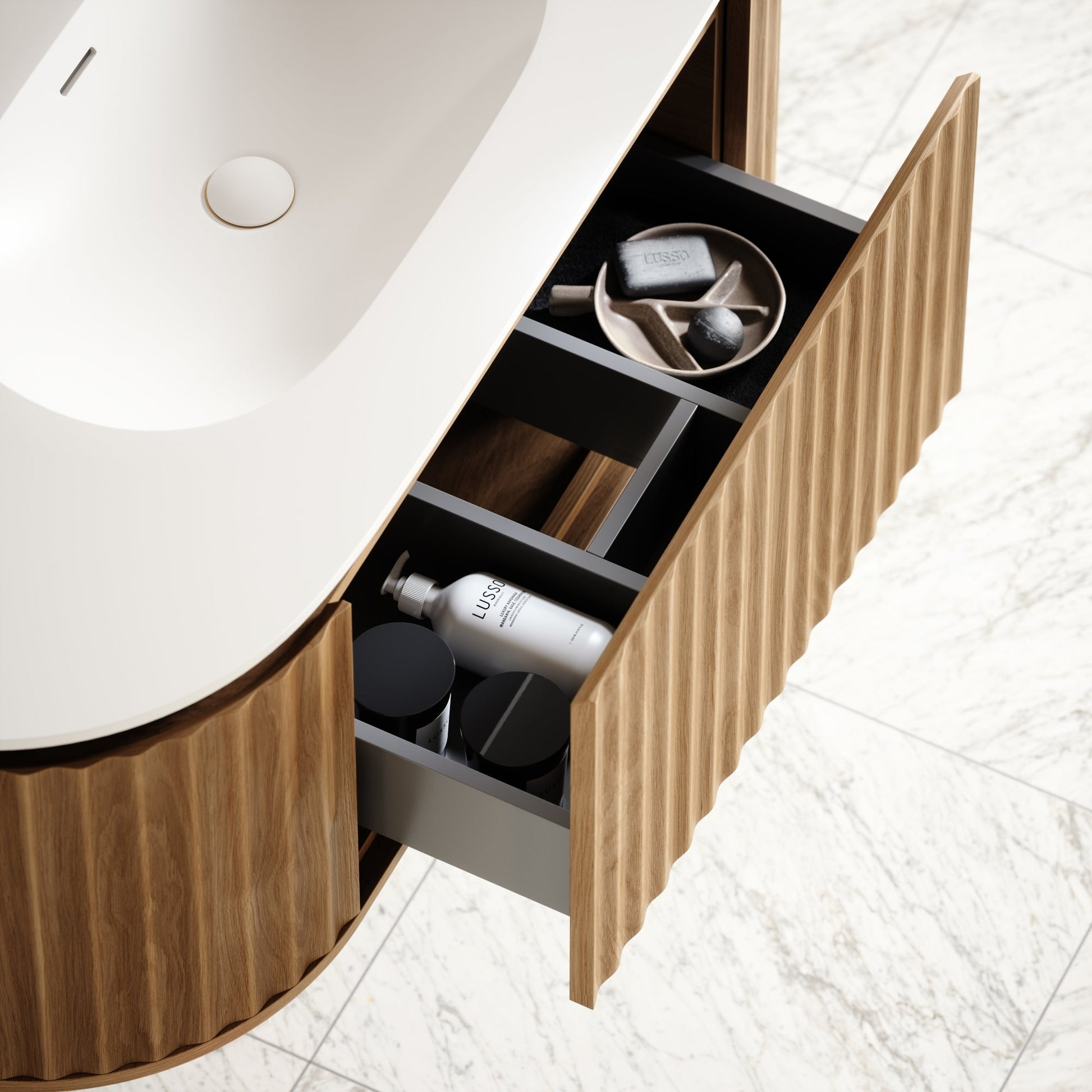 Regent Oak Curved Wall Hung Vanity Unit 1200mm