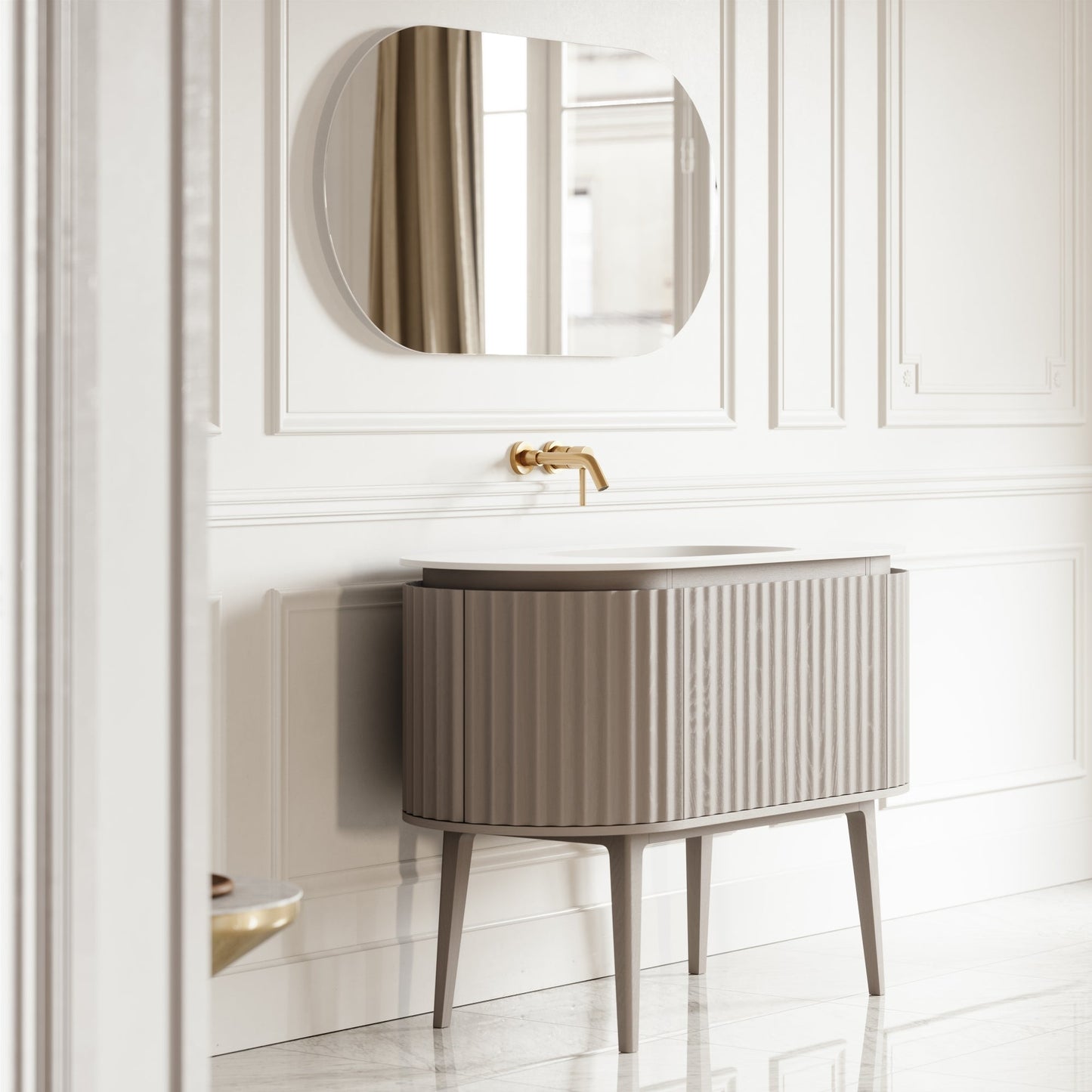 Regent Velvet Beige Curved Vanity Unit 1200mm