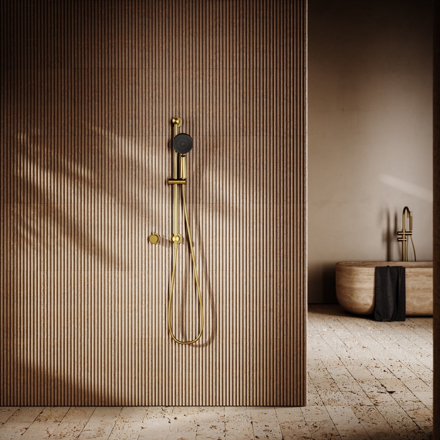 Revive Brushed Gold Shower Riser Kit with Valve