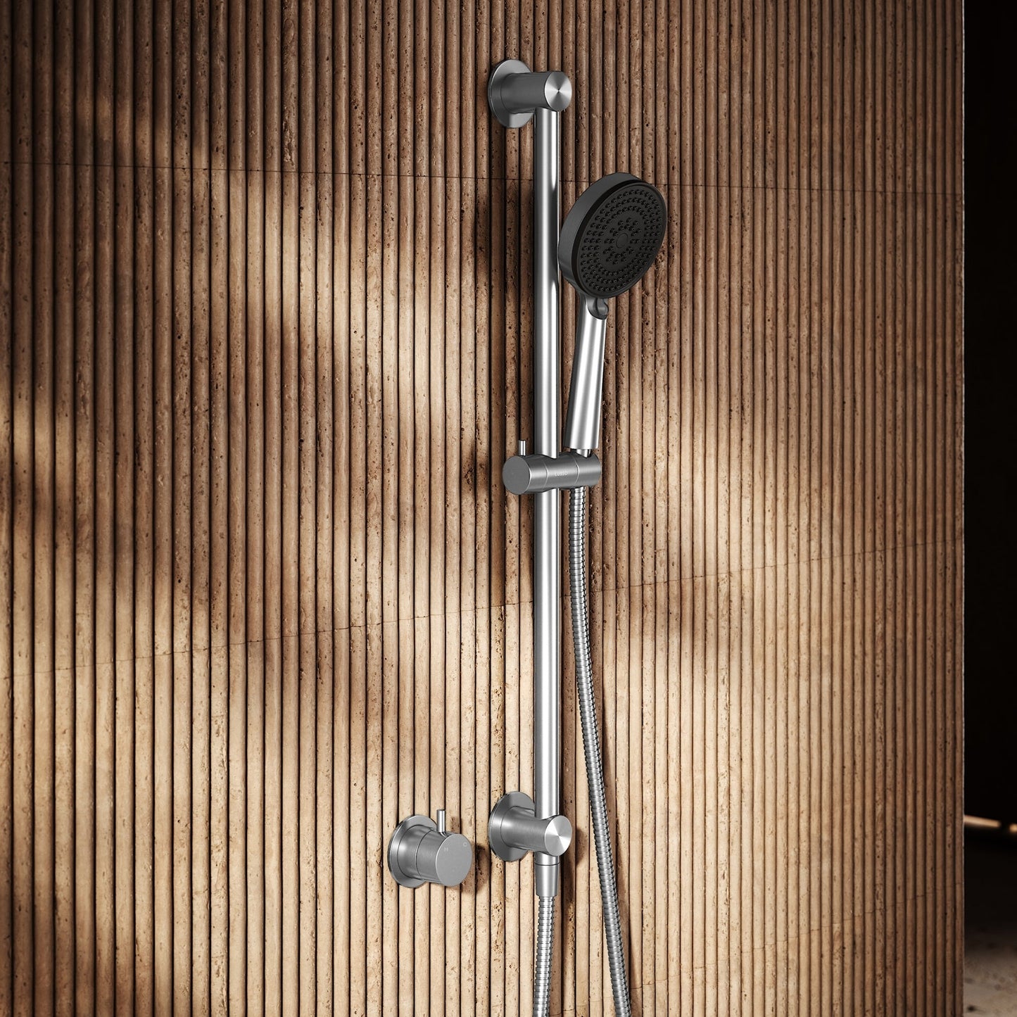 Revive Brushed Stainless Shower Riser Kit with Valve