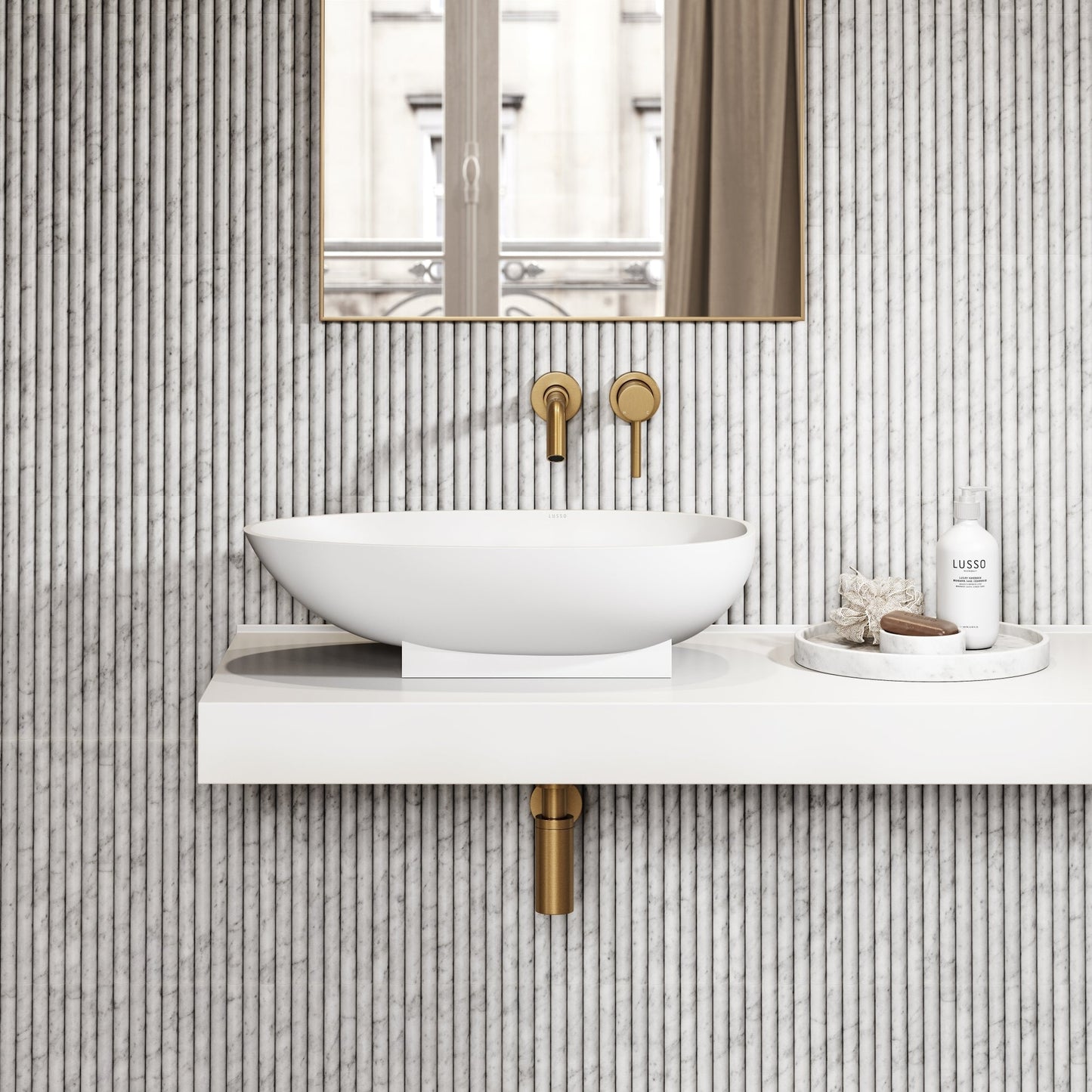 Romano Fluted Carrara Marble Mosaic Wall Tile