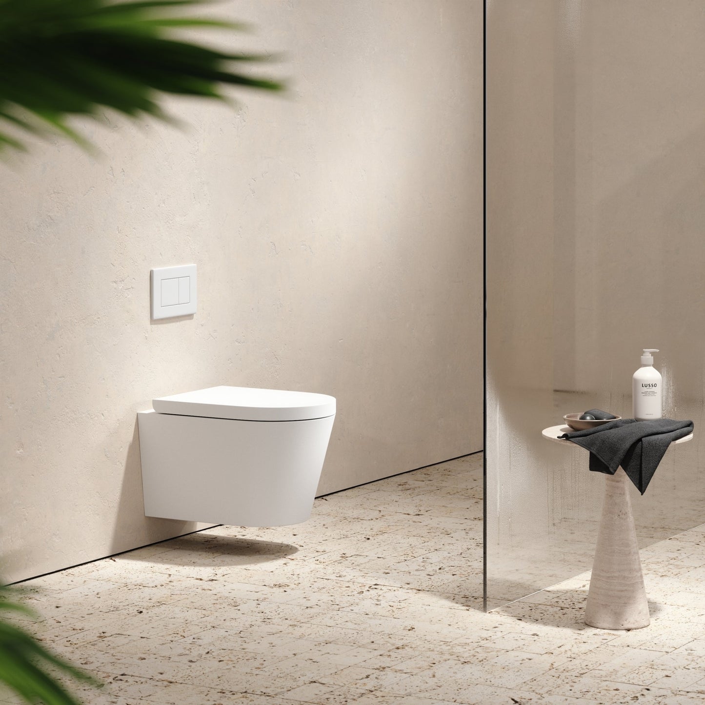 Senza Wall Hung Rimless Toilet with Concealed Cistern Frame and Matte White Flush Plate