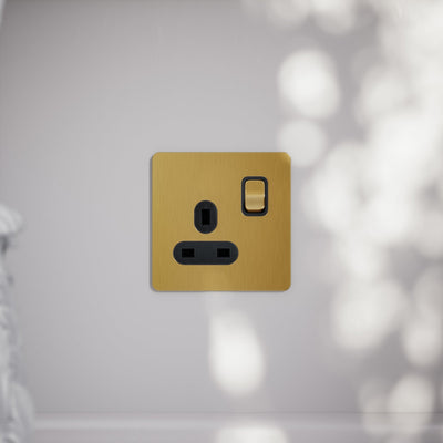SlimTech Collection Brushed Gold 1 Gang 13A Socket