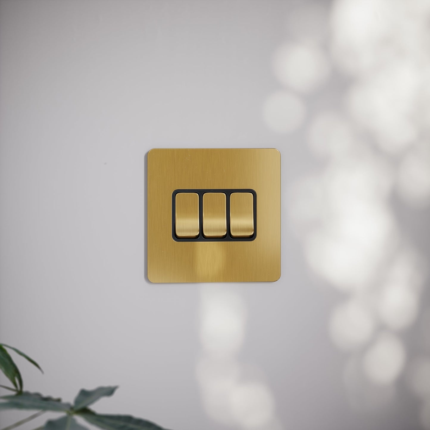 SlimTech Collection Brushed Gold 3 Gang 2 Way Switch