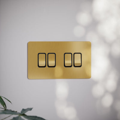SlimTech Collection Brushed Gold 4 Gang 2 Way Switch