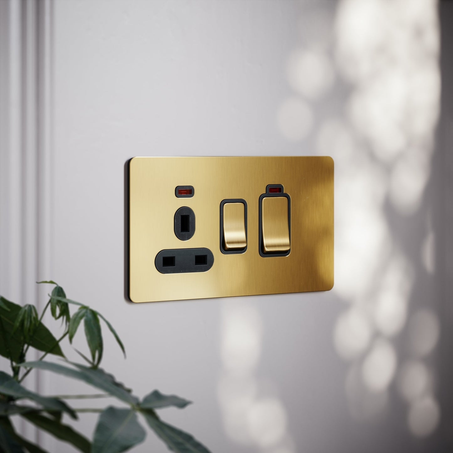 SlimTech Collection Brushed Gold Cooker Control Unit & 13A Socket