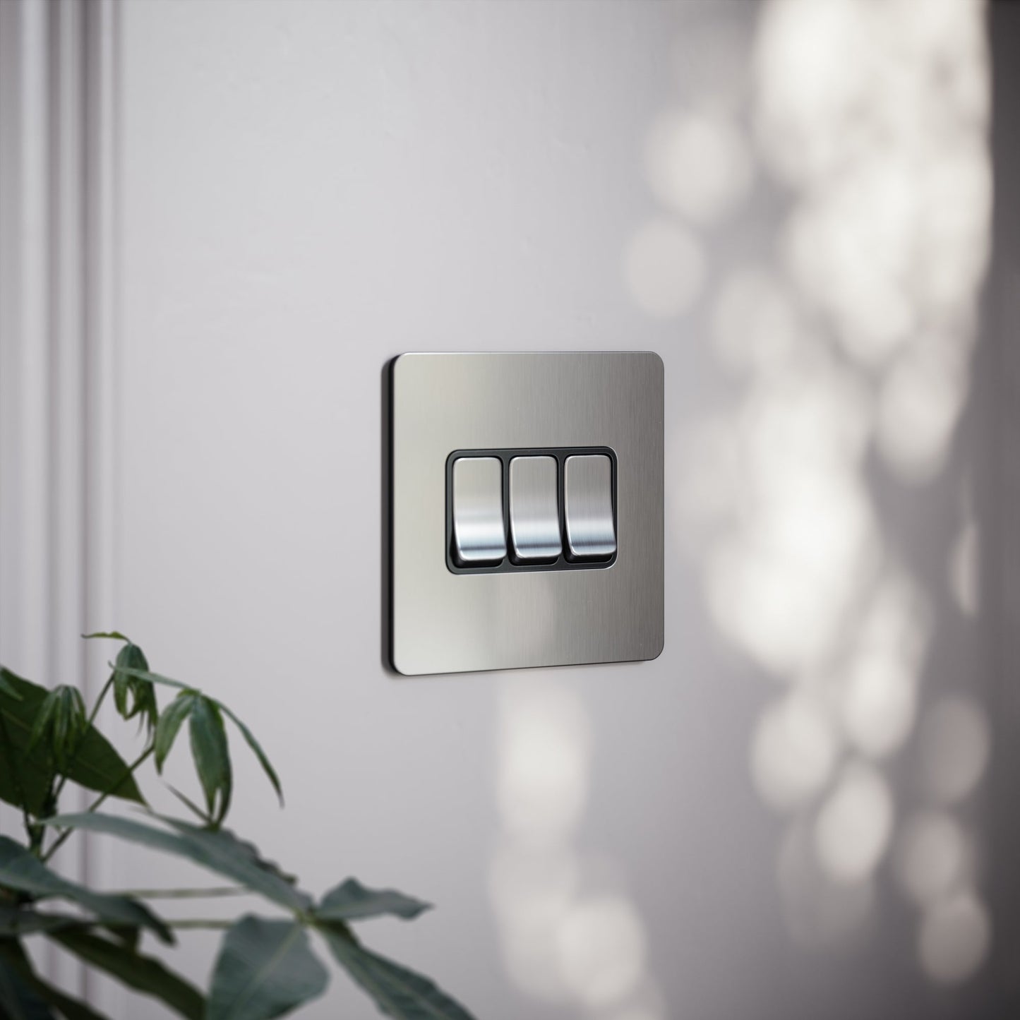 SlimTech Collection Brushed Stainless 3 Gang 2 Way Switch