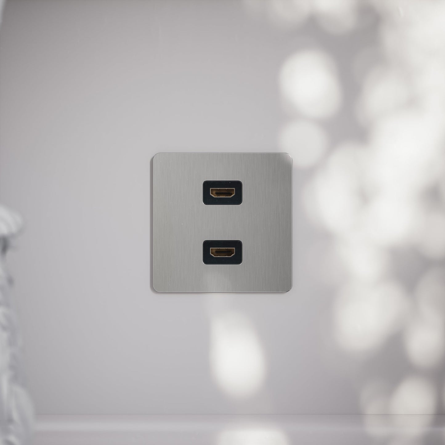 SlimTech Collection Brushed Stainless Double HDMI Socket