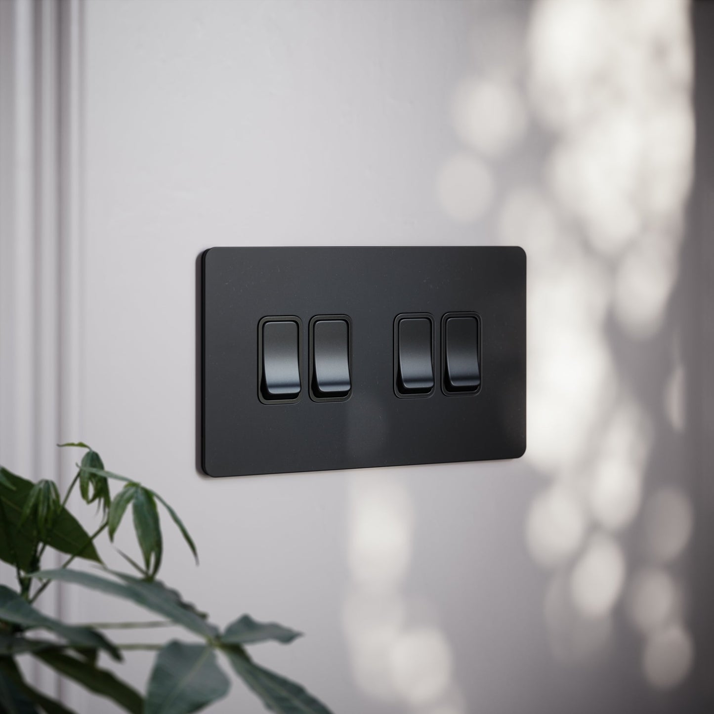 SlimTech Collection Matte Black 4 Gang 2 Way Switch