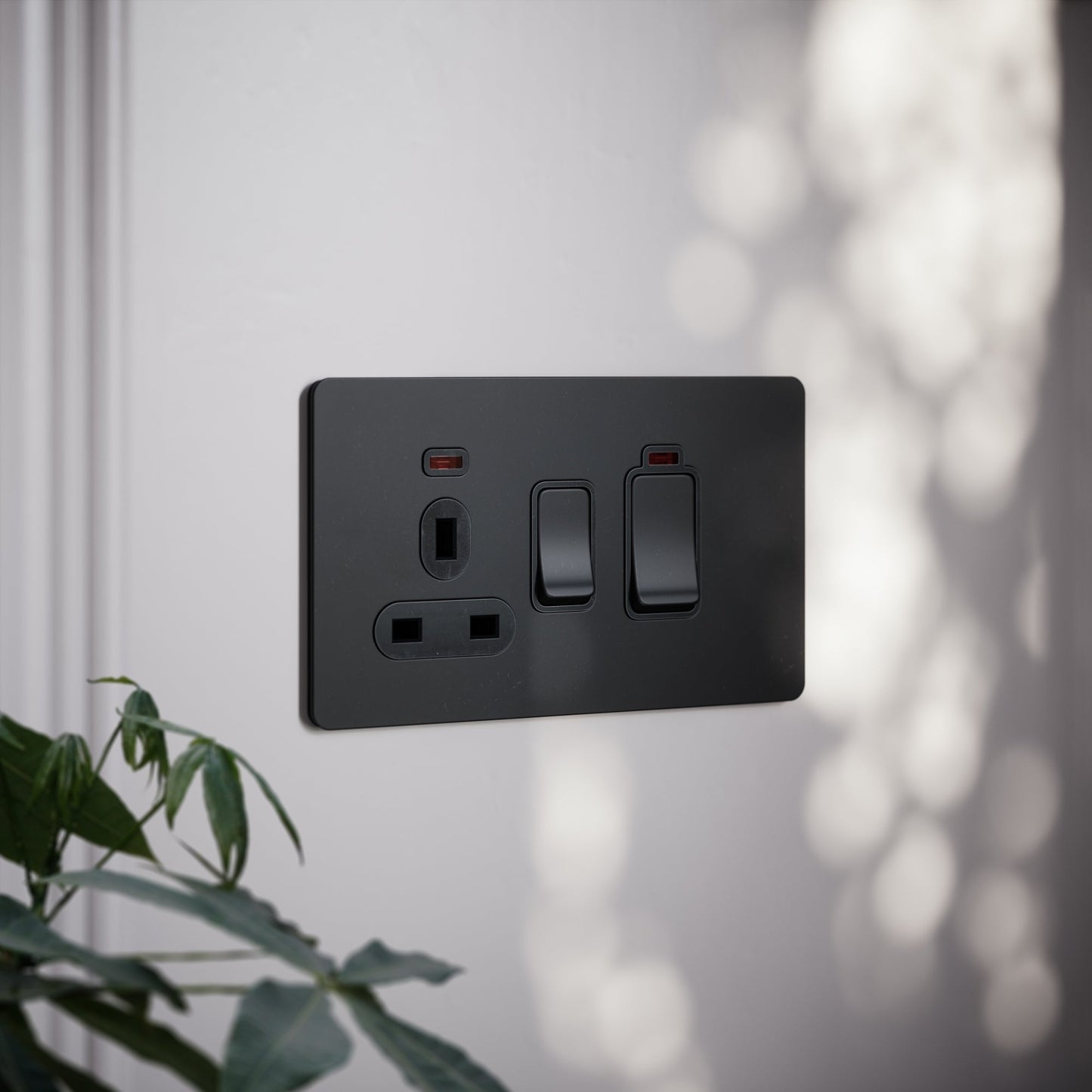 SlimTech Collection Matte Black Cooker Control Unit & 13A Socket