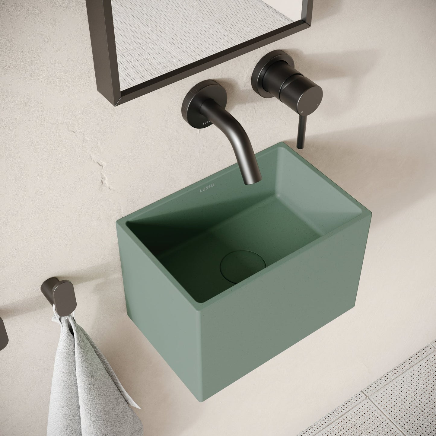 Sobrio Seafoam Concrete Wall Hung Basin 300mm