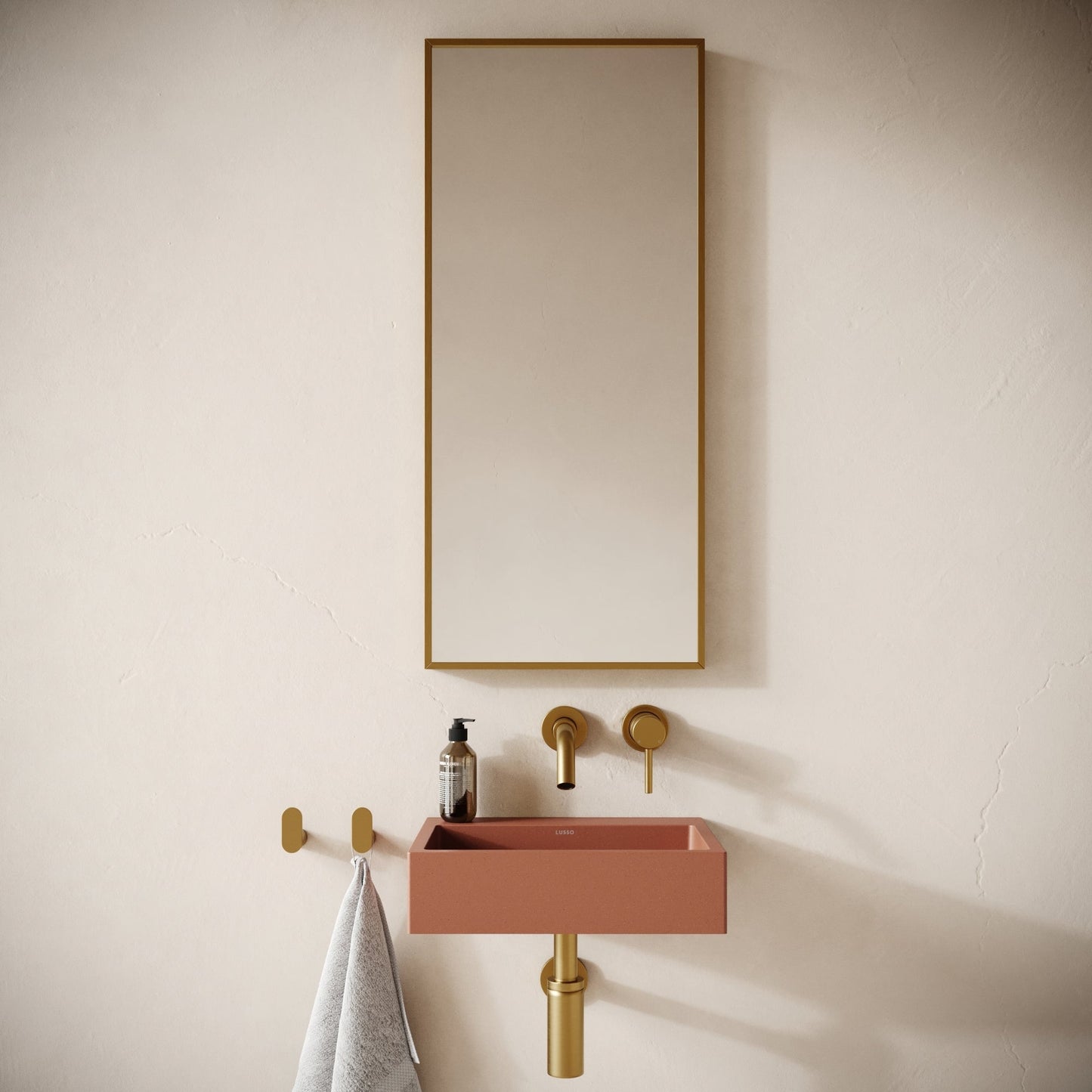 Sostanza Terracotta Concrete Wall Hung Basin 400mm