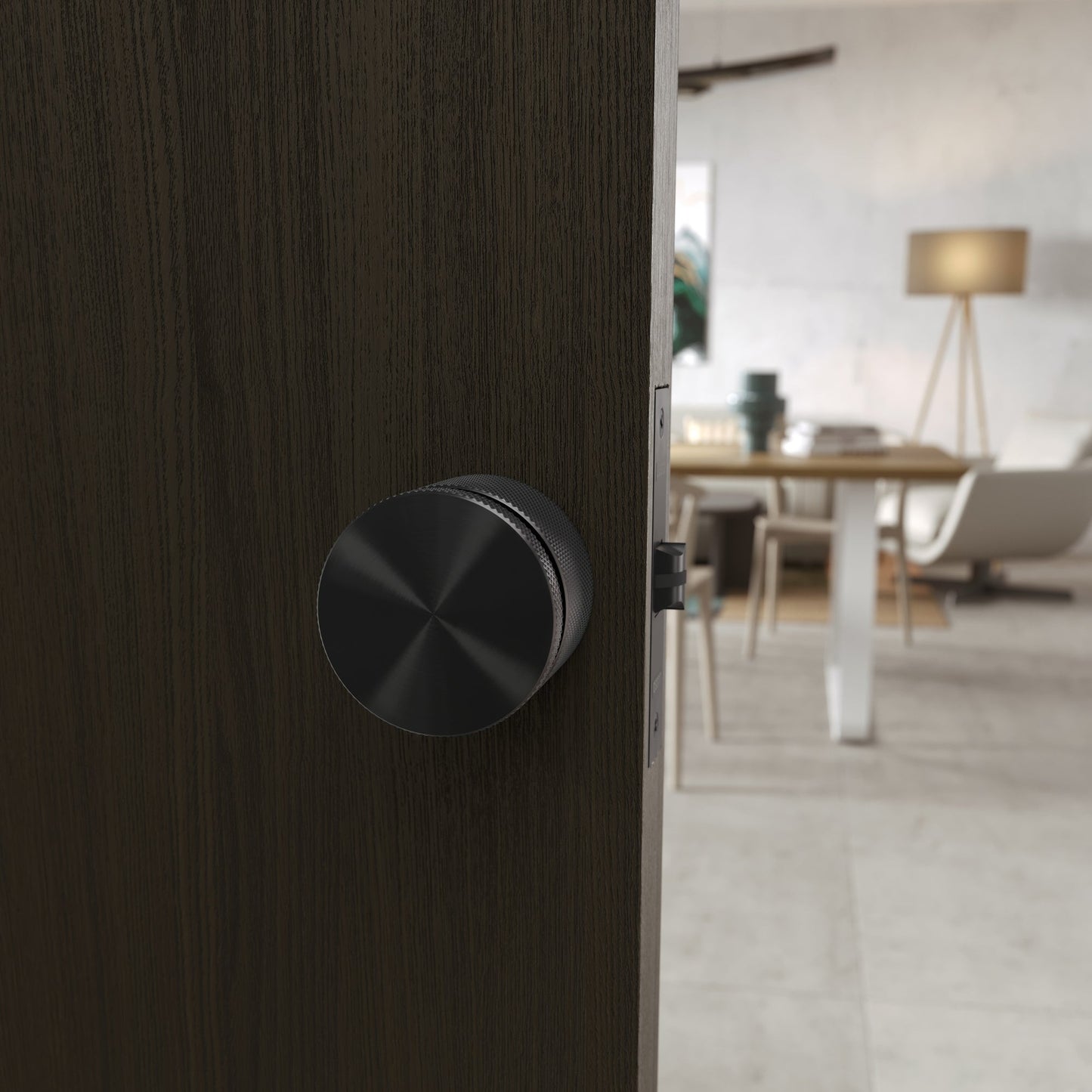 Spectre Knurled Privacy Brushed Black Internal Door Handle