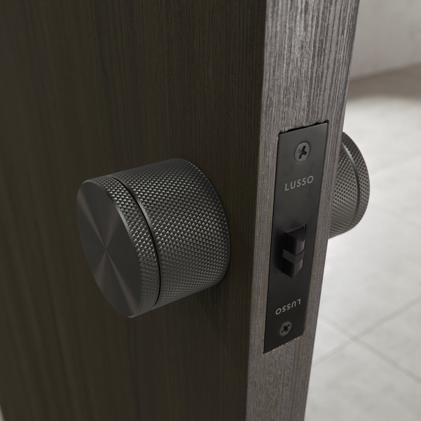 Spectre Knurled Privacy Gunmetal Internal Door Handle