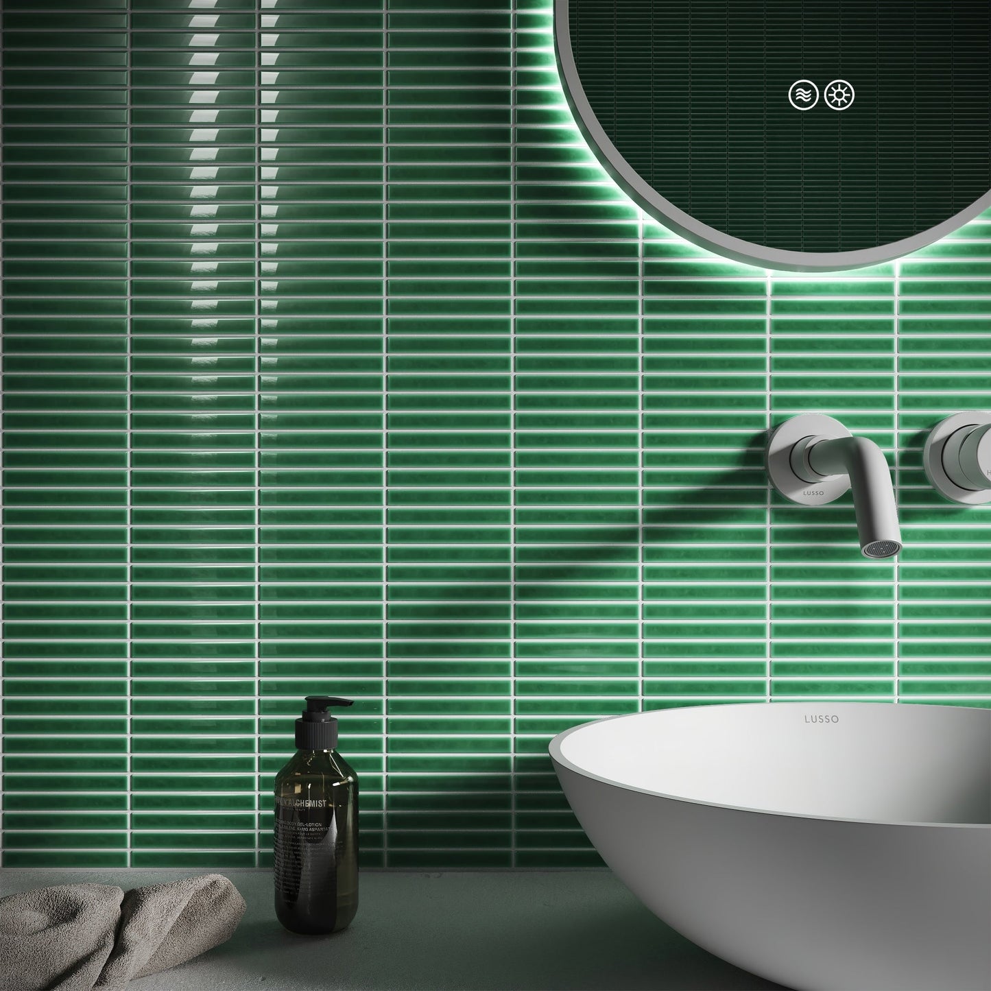Stick Mosaic Jade Harmony Green Glazed Porcelain Wall Tile