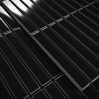 Stick Mosaic Onyx Shadow Black Glazed Porcelain Wall Tile