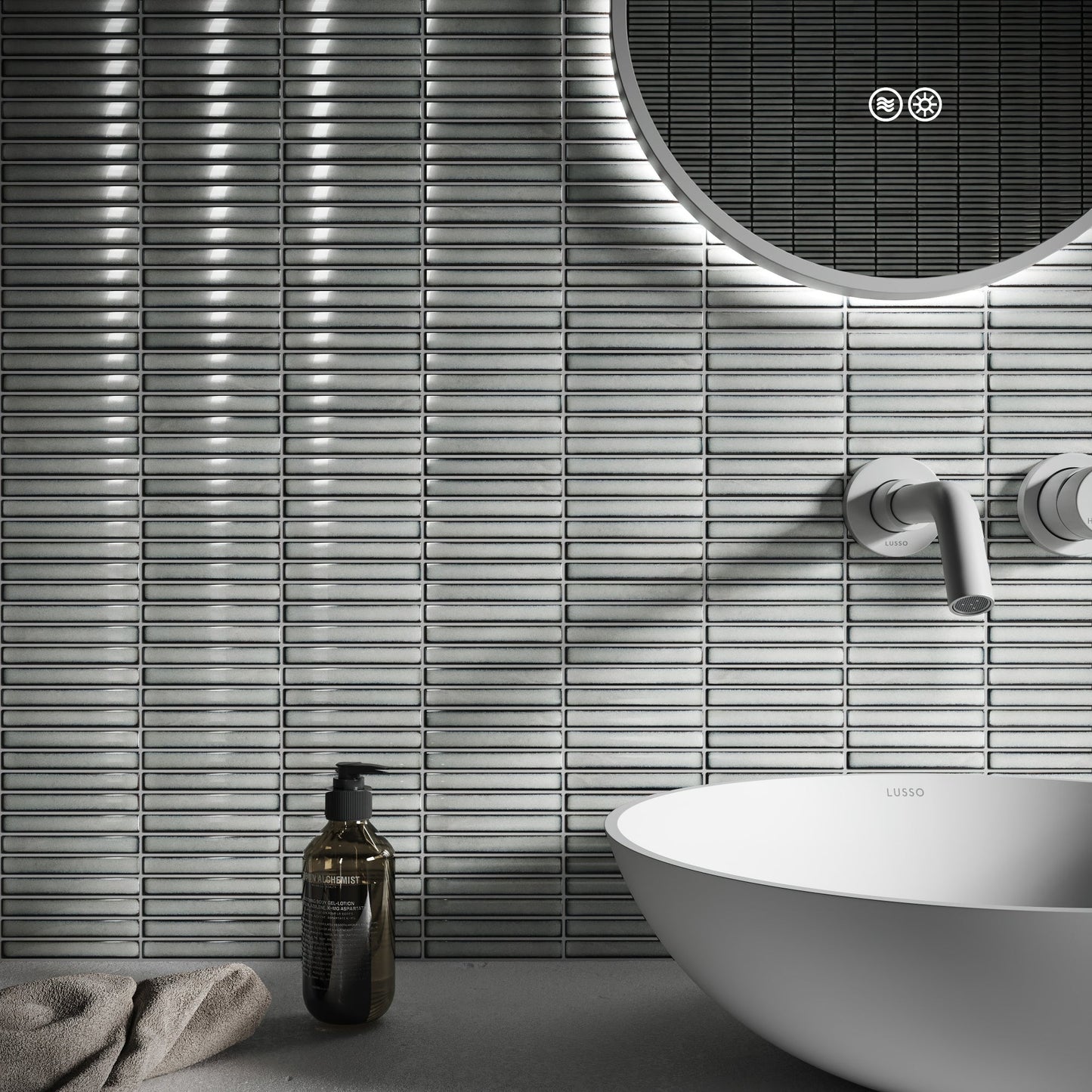 Stick Mosaic Silver Mist Grey Glazed Porcelain Wall Tile