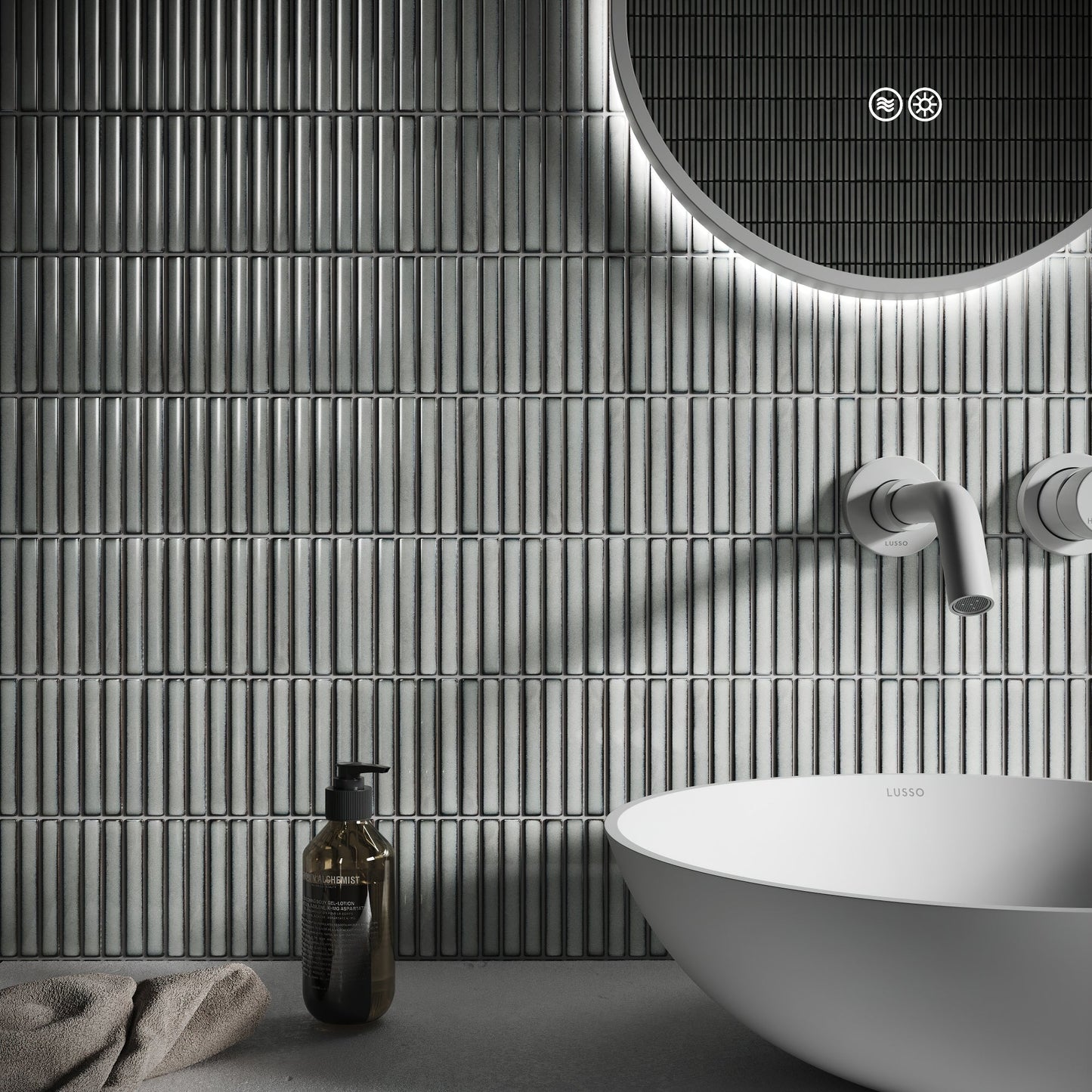 Stick Mosaic Silver Mist Grey Glazed Porcelain Wall Tile