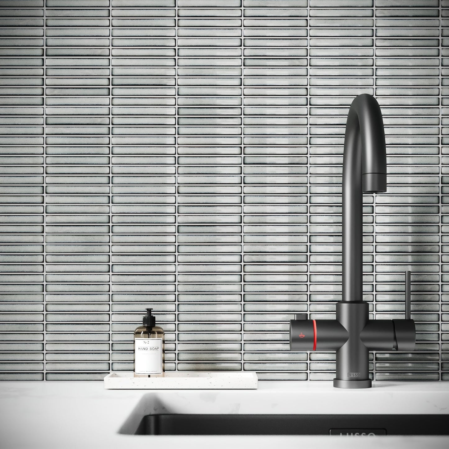 Stick Mosaic Silver Mist Grey Glazed Porcelain Wall Tile