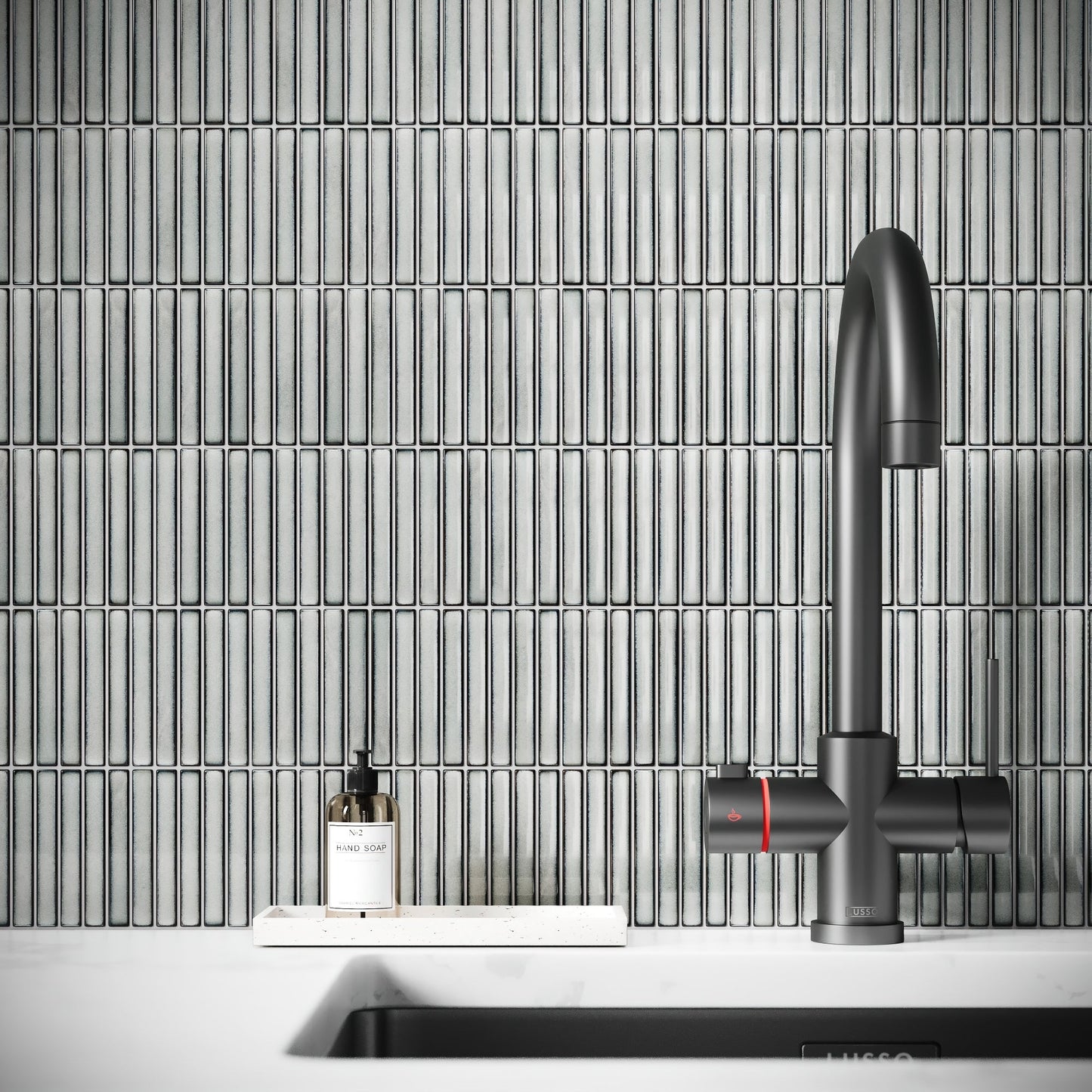 Stick Mosaic Silver Mist Grey Glazed Porcelain Wall Tile