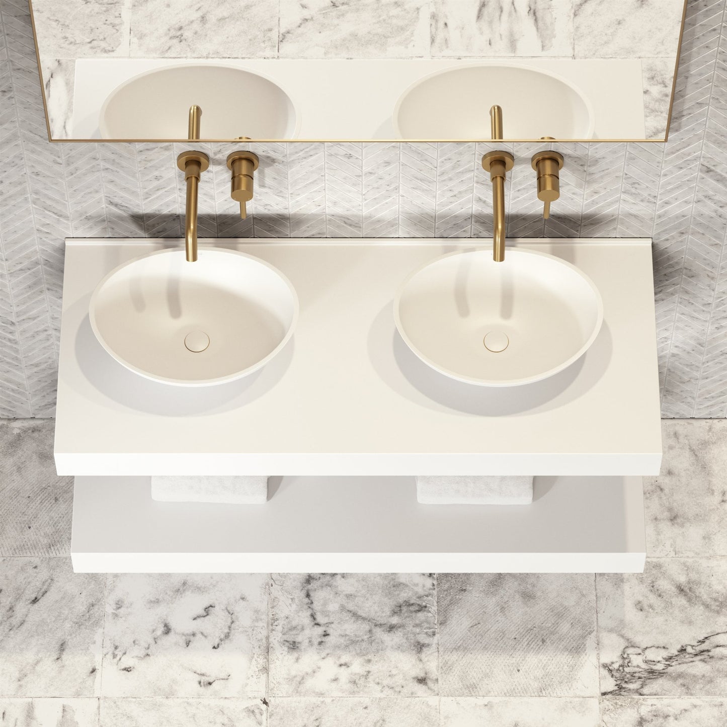 Stone Wall Hung Countertop Basin Shelf (1400mm Wide - Matte)