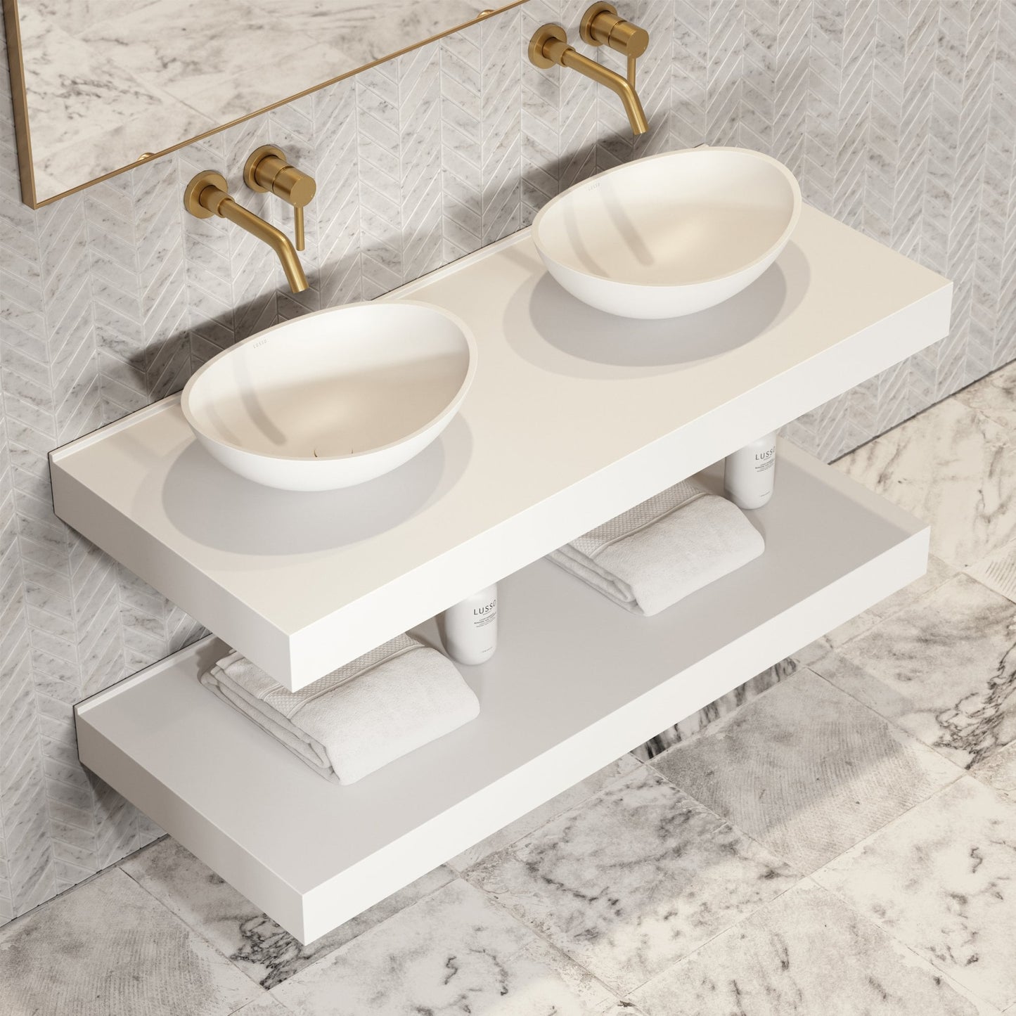 Stone Wall Hung Countertop Basin Shelf (1400mm Wide - Matte)