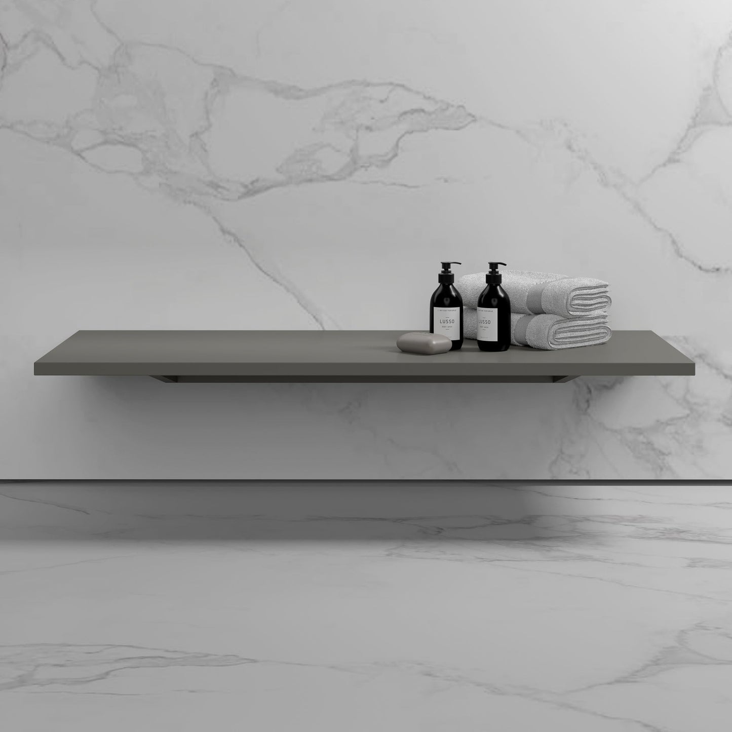 Stone Wall Hung Slimline Towel Shelf (1000mm Wide - Clay)