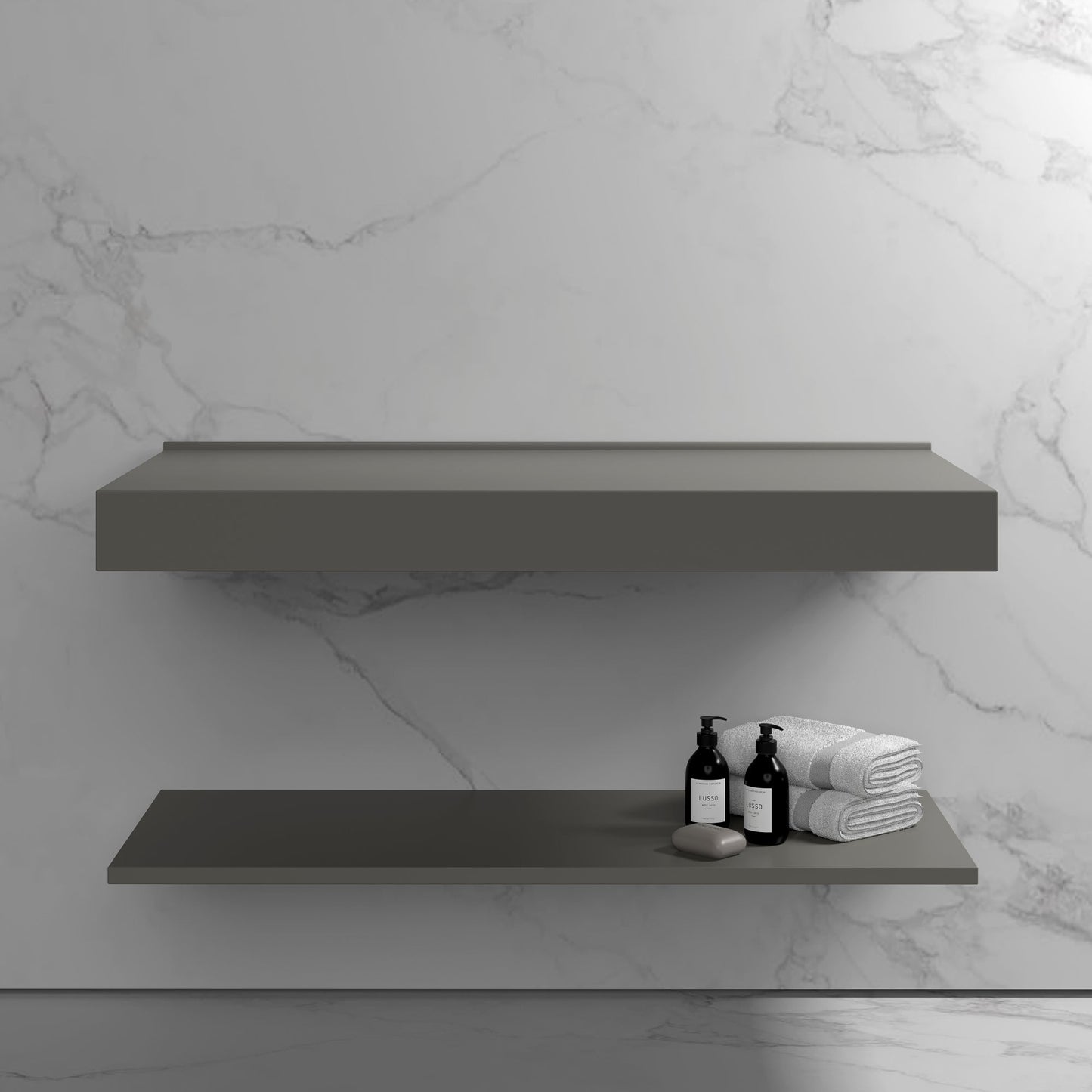Stone Wall Hung Slimline Towel Shelf (1000mm Wide - Clay)