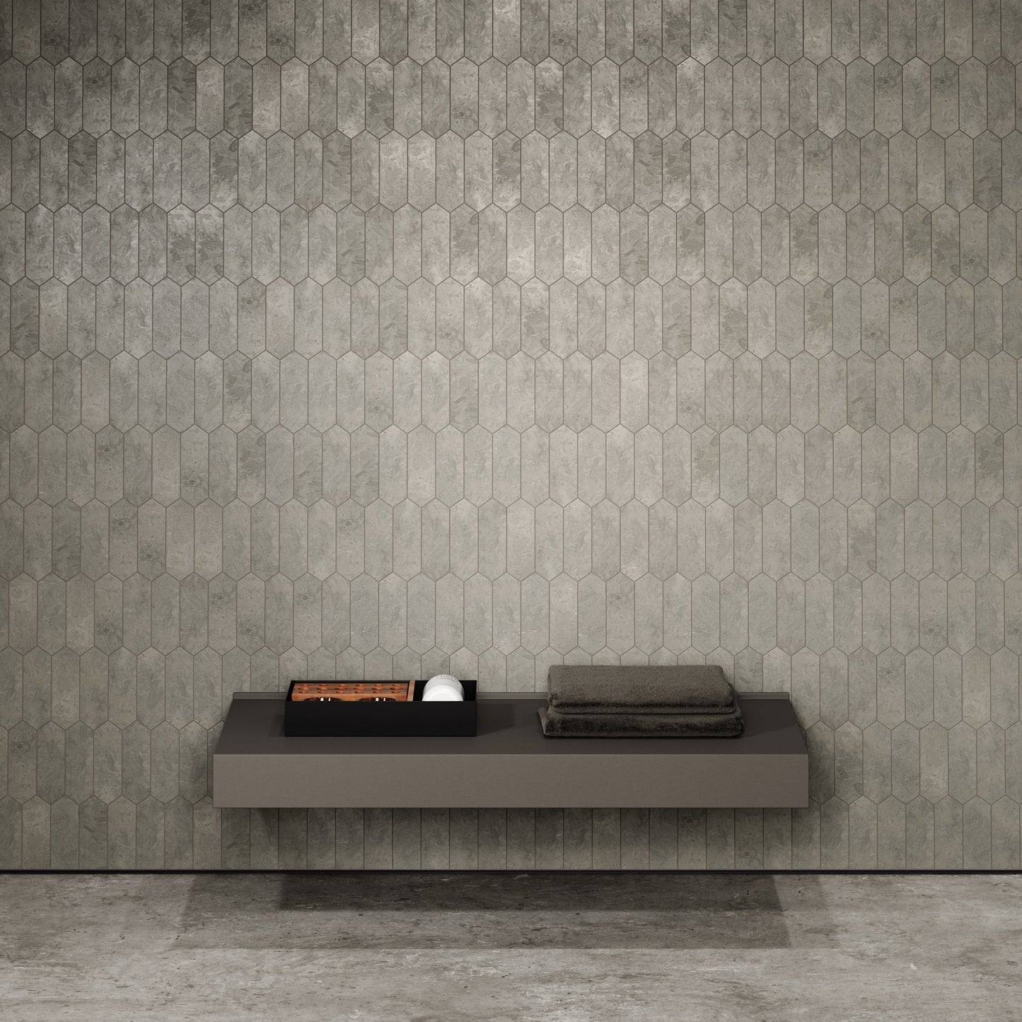 Stone Wall Hung Towel Shelf (1000mm Wide - Earth)