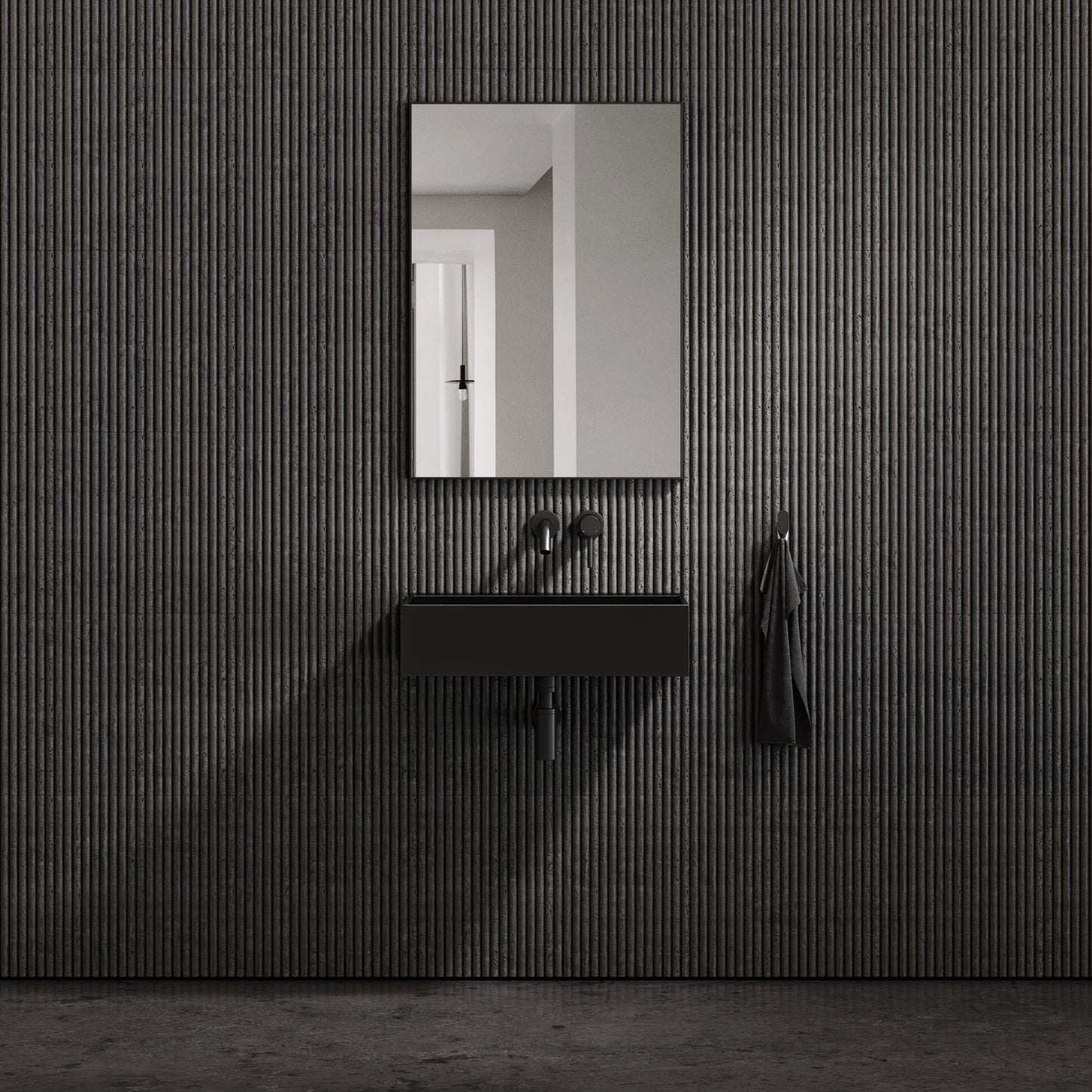 Thinn Matte Black Wall Mounted Basin 600mm