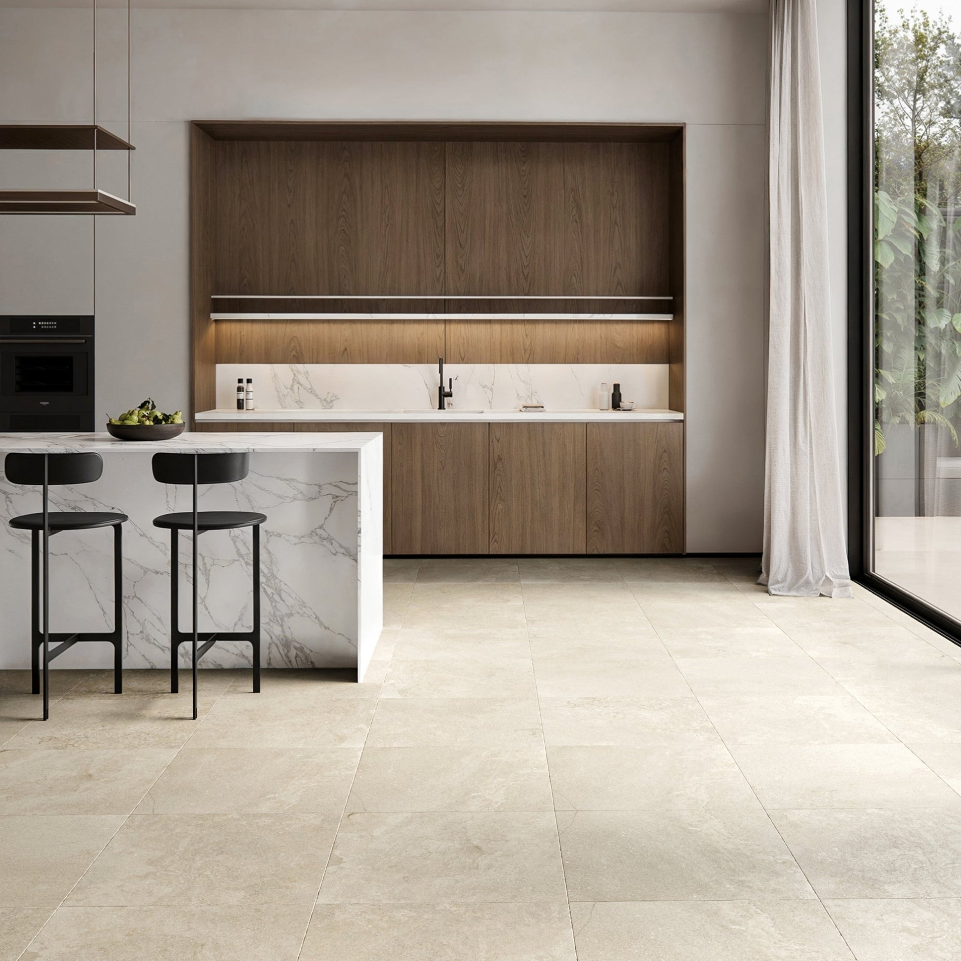 Torino Beige True Limestone Porcelain Wall or Floor Tile 600 x 600mm