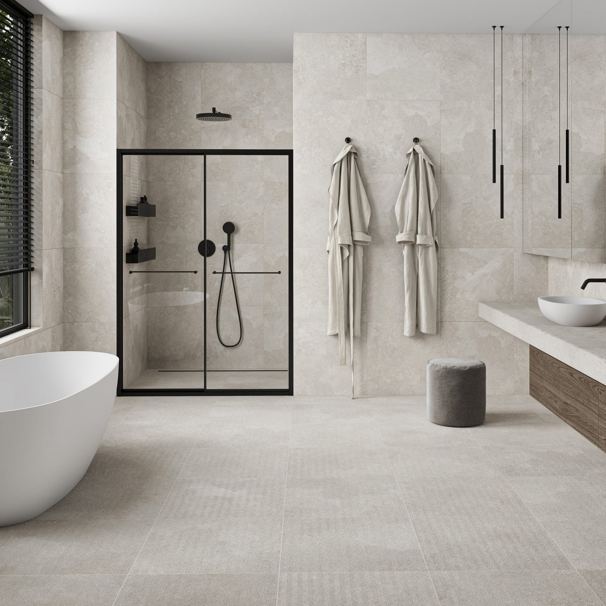 Torino Crema True Limestone Chevron Porcelain Wall or Floor Tile 600 x 600mm