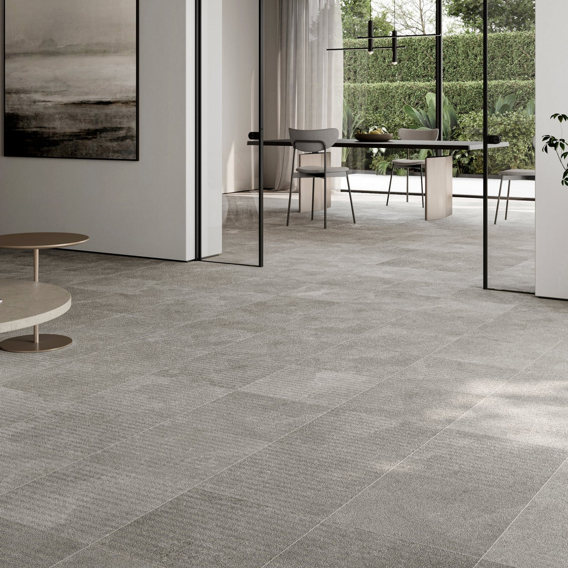 Torino Grigio True Limestone Chevron Porcelain Wall or Floor Tile 600 x 600mm