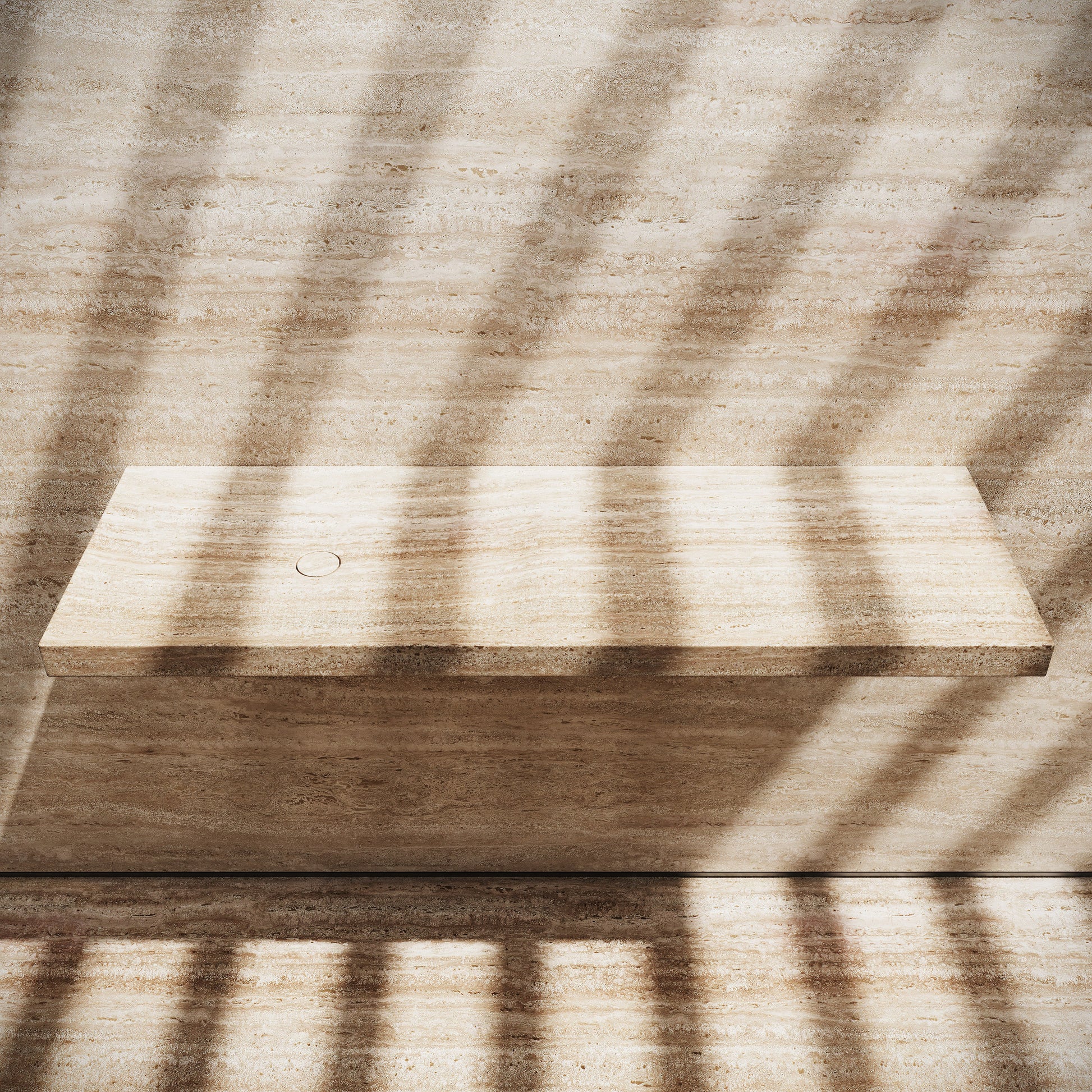 Levitare Travertine Ultra Thin Wall Mounted Basin 1200mm (Offset Waste)