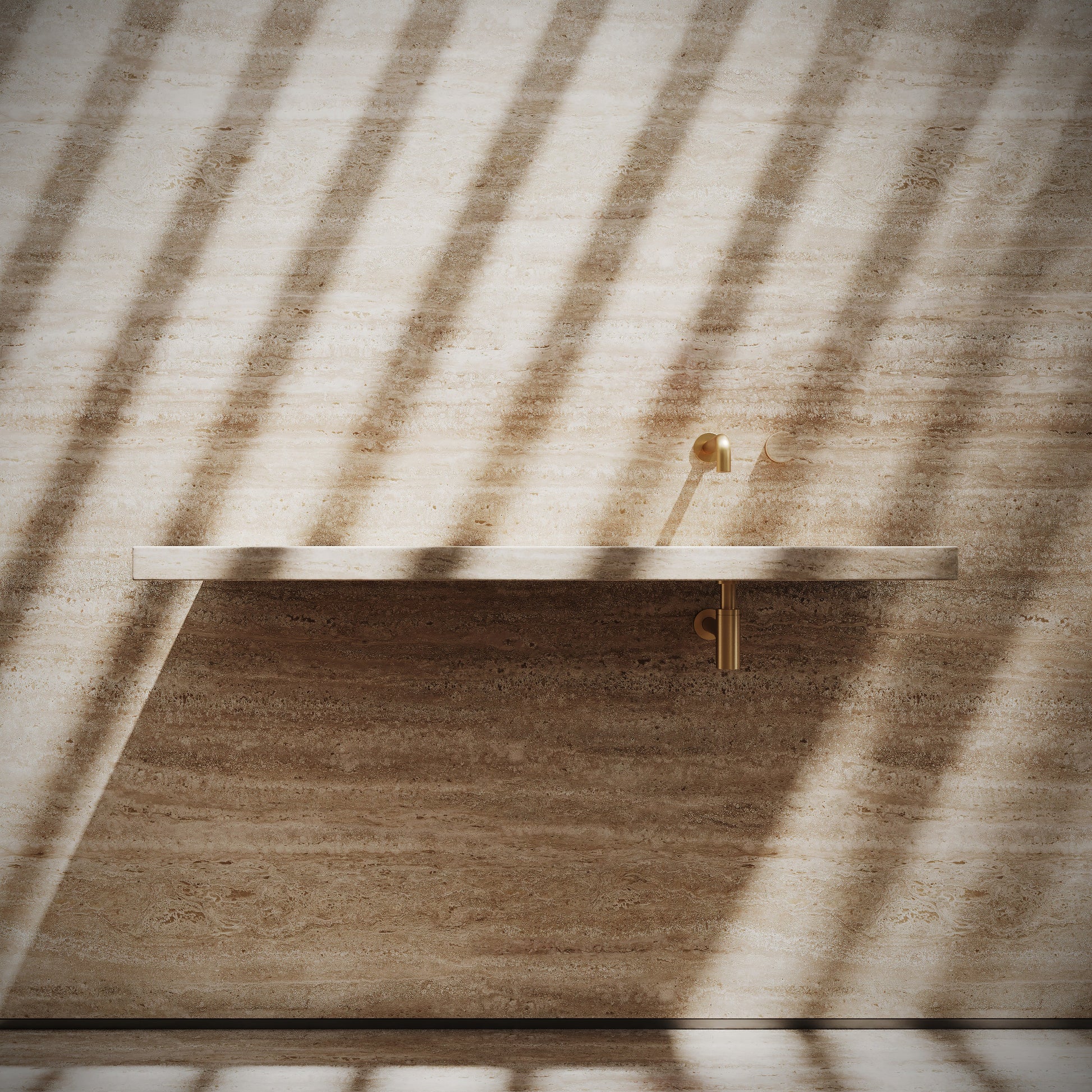 Levitare Travertine Ultra Thin Wall Mounted Basin 1200mm (Offset Waste)