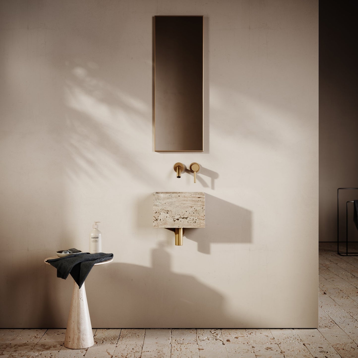 Tucci Travertine Stone Wall Hung Basin 300mm