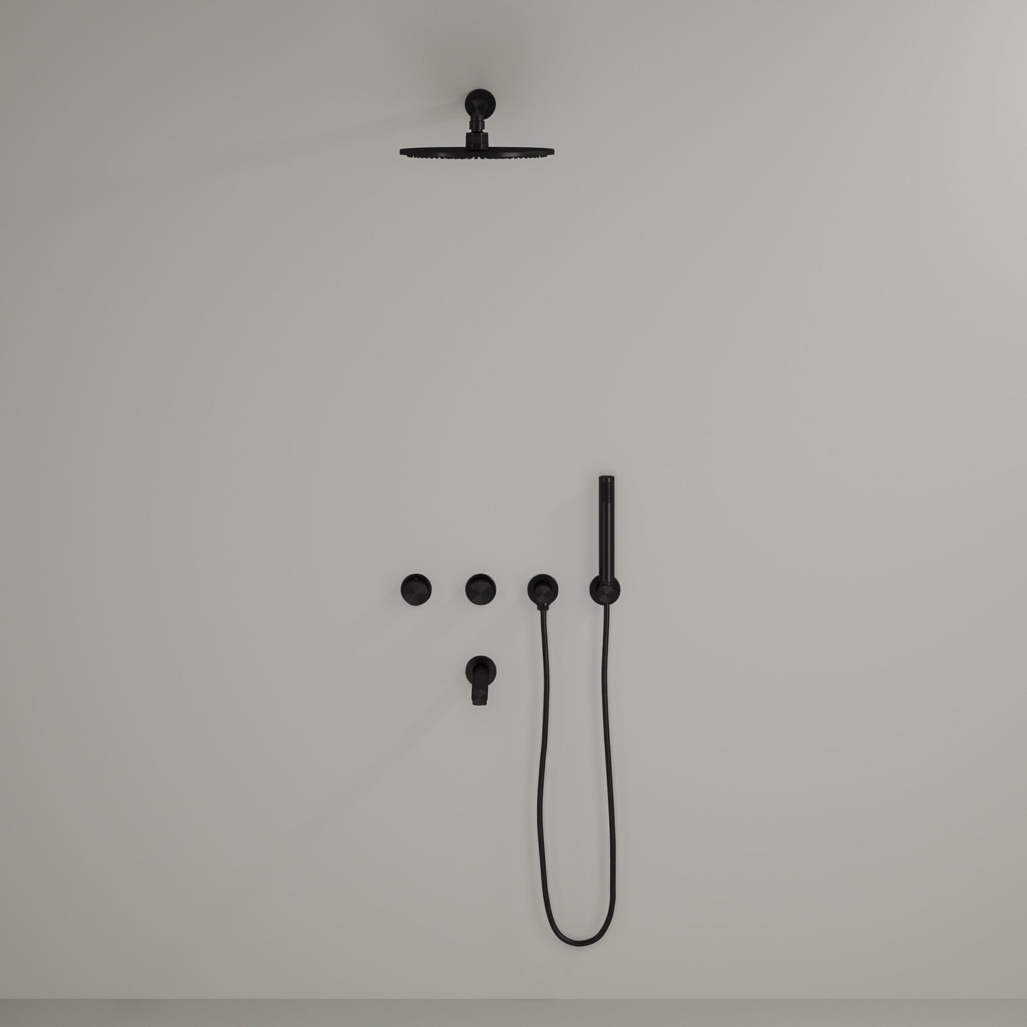Urban Gunmetal Black 3 Way Thermostatic Shower with Handheld Shower & Bath Spout