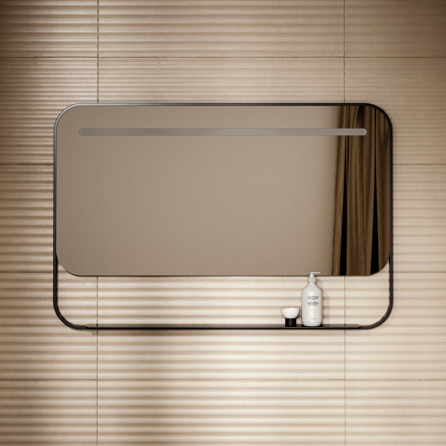 Vario Matte Black Mirror With Natural White LED light and Demister 1200mm